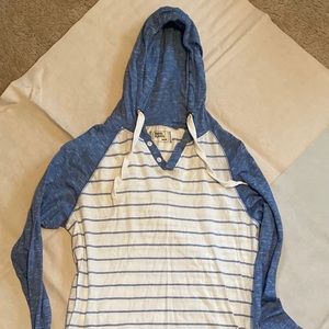 Free Planet LongSleeve Shirt w Hood Blue/White Med